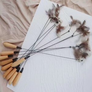 CFA competition-level wooden handle cat teaser same style wooden handle cat teaser v