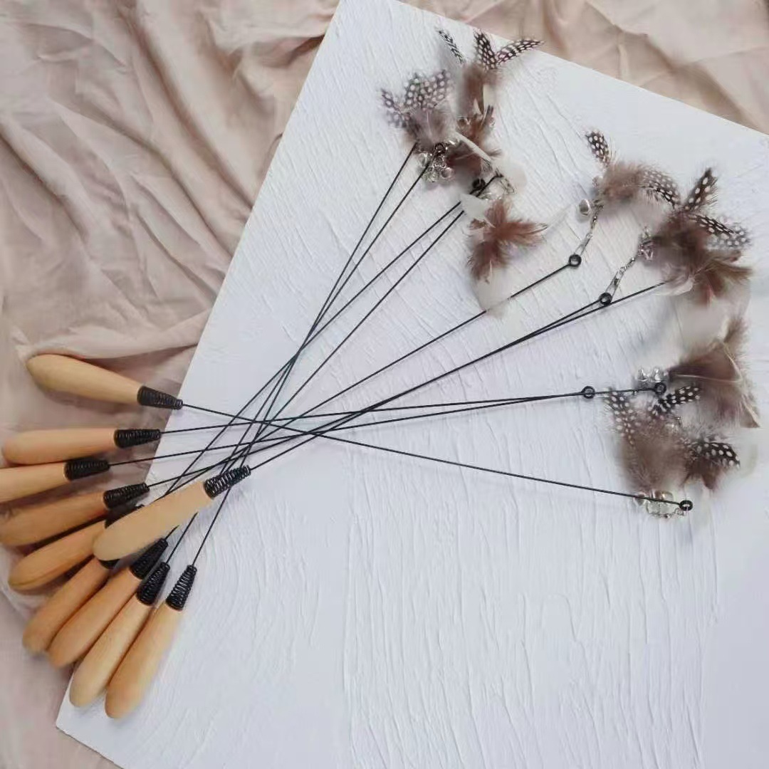 CFA competition-level wooden handle cat teaser same style wooden handle cat teaser v